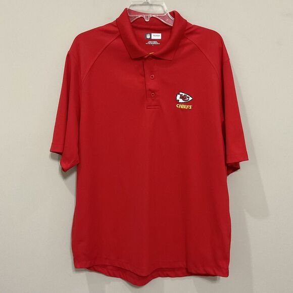 Kansas City Chiefs Red Polo Shirt NFL Team Apparel Performance Sz Lg - Picture 1 of 3